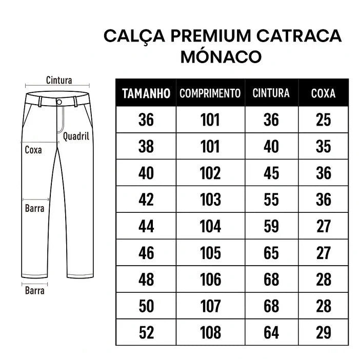 (Compre 1 Leve 3) A Calça Catraca Mônaco Que Seu Corpo Merece – Estilo, Conforto e Caimento Perfeito + BRINDE: Relógio de Luxo Poedegar