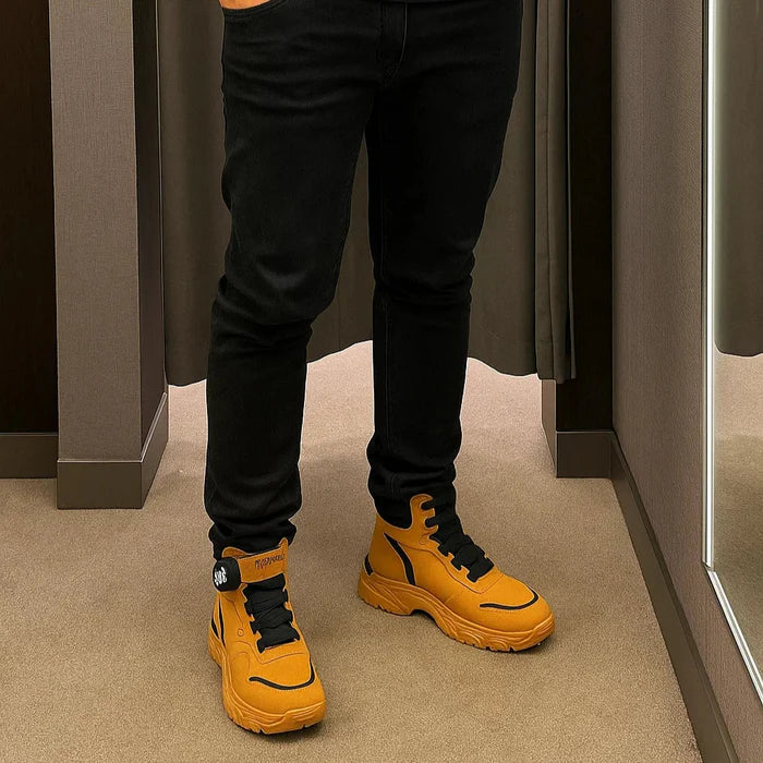 Bota Masculina Ortopédica de Cano Médio Vulcan com Amarração por Polia em Couro Legítimo e Poliuretano + BRINDES