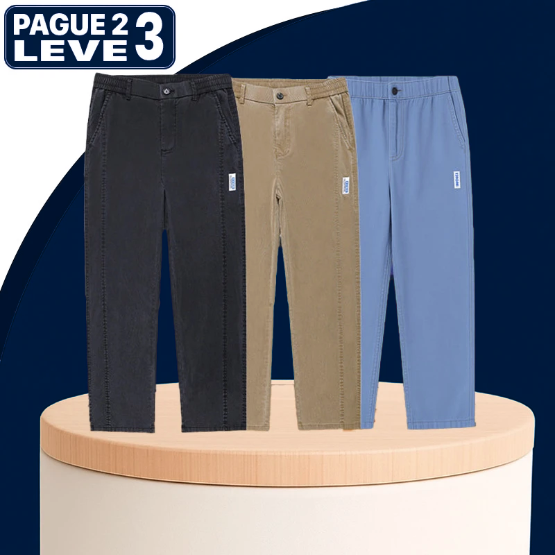 [Leve 3 Pague 2] Calça Masculina Axel em Seda Gelo e Poliéster (Estilo Imponente e Moderno!)