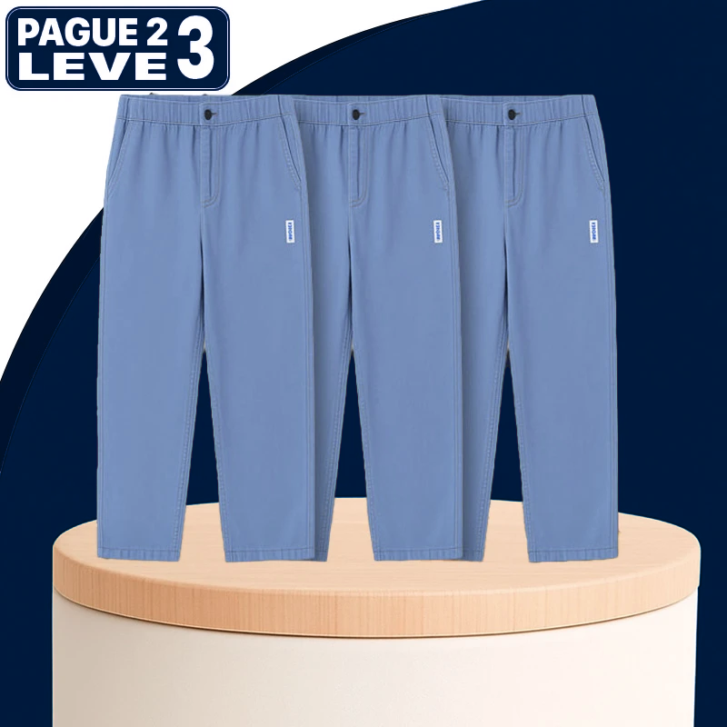 [Leve 3 Pague 2] Calça Masculina Axel em Seda Gelo e Poliéster (Estilo Imponente e Moderno!)