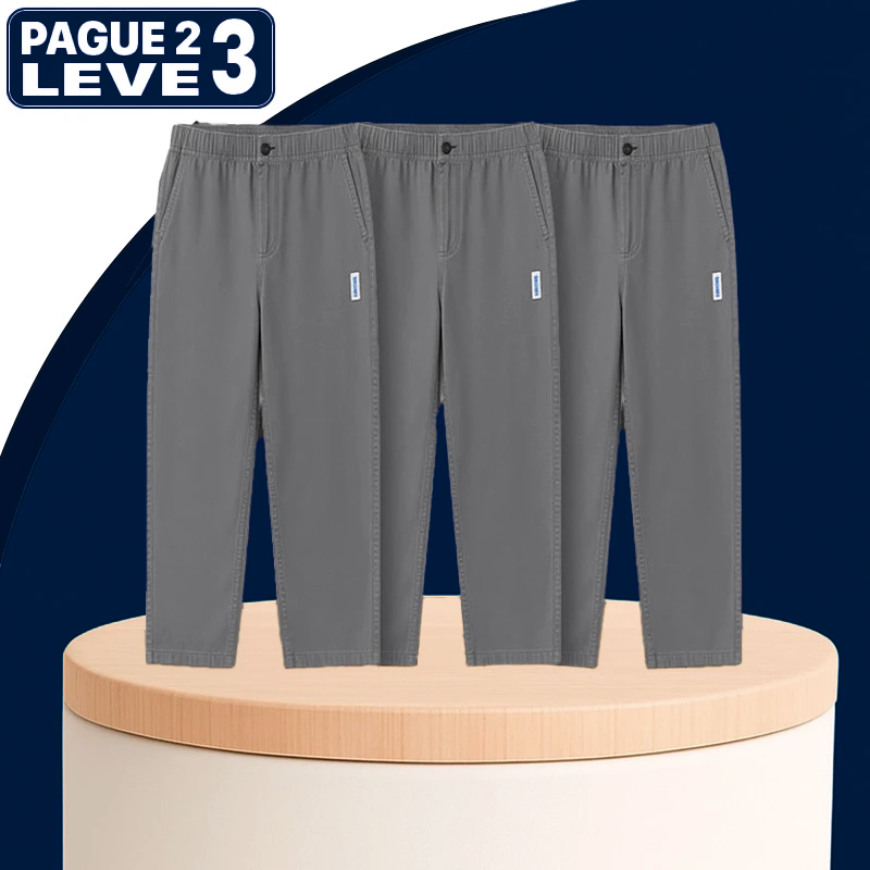 [Leve 3 Pague 2] Calça Masculina Axel em Seda Gelo e Poliéster (Estilo Imponente e Moderno!)