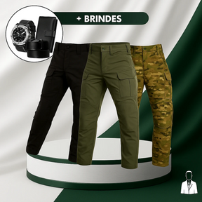 [Leve 3 Pague 2] Calça Masculina Vektor em Tecido Tático Militar e Poliéster +BRINDES: Relógio, Cinto e Carteira
