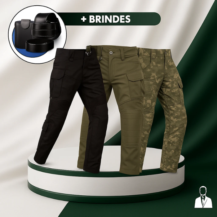 [Leve 3 Pague 2] Calça Masculina Vektor em Tecido Tático Militar e Poliéster +BRINDES: Relógio, Cinto e Carteira