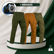 [Leve 3 Pague 2] Calça Masculina Vektor em Tecido Tático Militar e Poliéster +BRINDES: Relógio, Cinto e Carteira