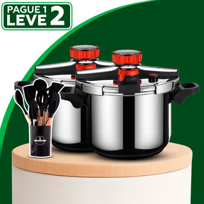 [Leve 2 Pague 1] Panela de Pressão TurboChef Aço Inoxidável - À Prova De Explosões + BRINDE: Kit Utensílios