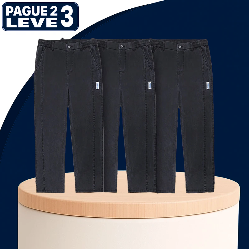 [Leve 3 Pague 2] Calça Masculina Axel em Seda Gelo e Poliéster (Estilo Imponente e Moderno!)