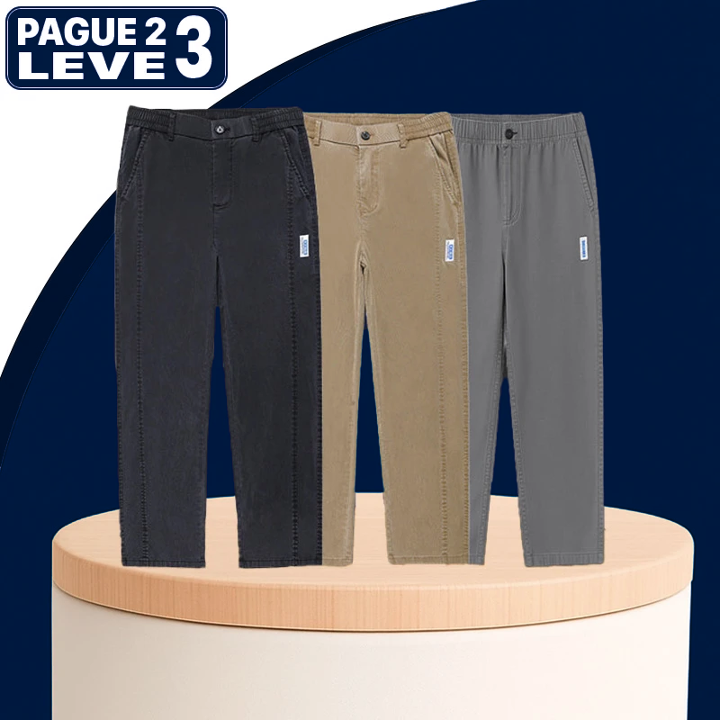 [Leve 3 Pague 2] Calça Masculina Axel em Seda Gelo e Poliéster (Estilo Imponente e Moderno!)